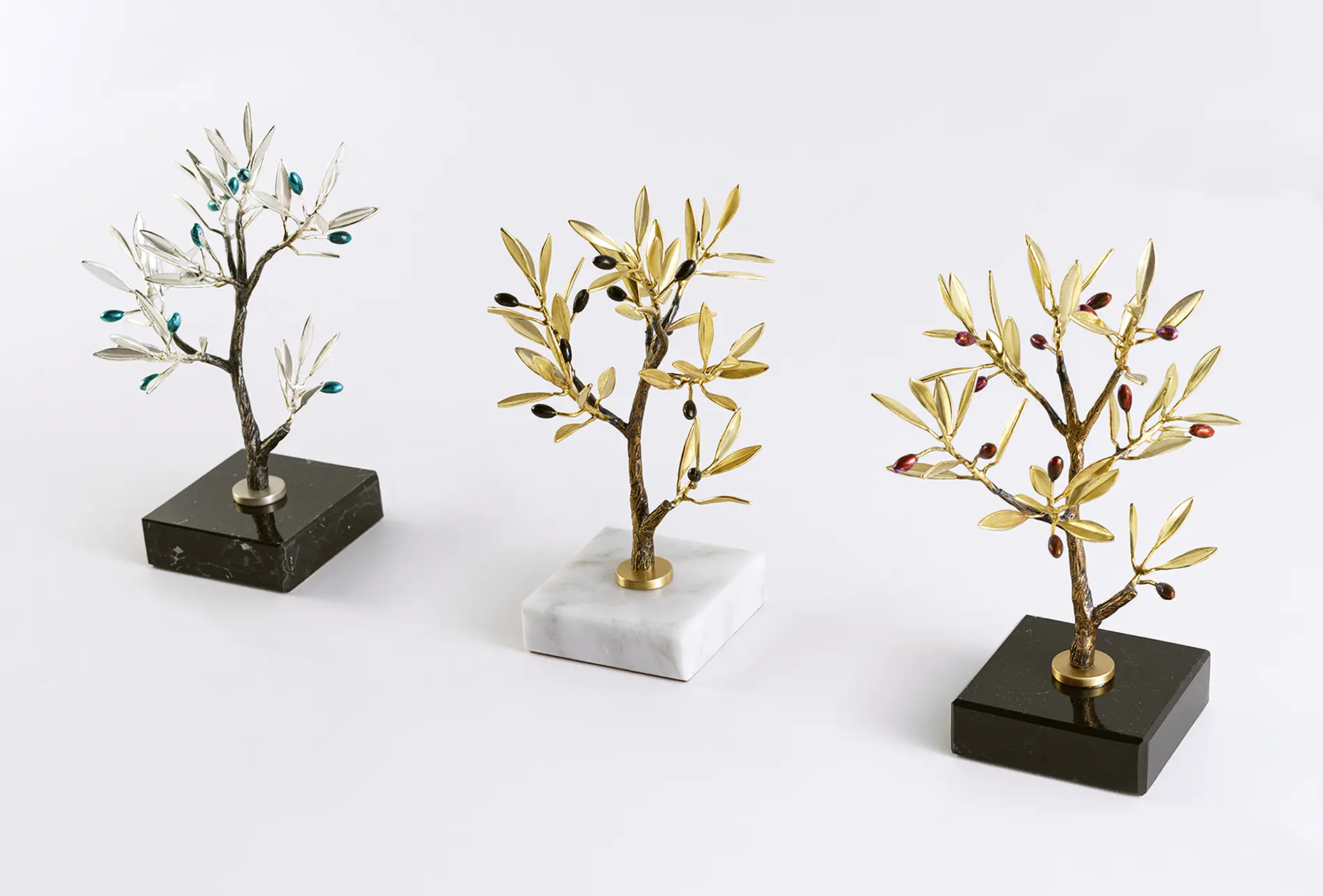 JeanLiv Studio • Silver and bronze olive tree sculpture MiniLiv. Collector's item - Minimal shelf art