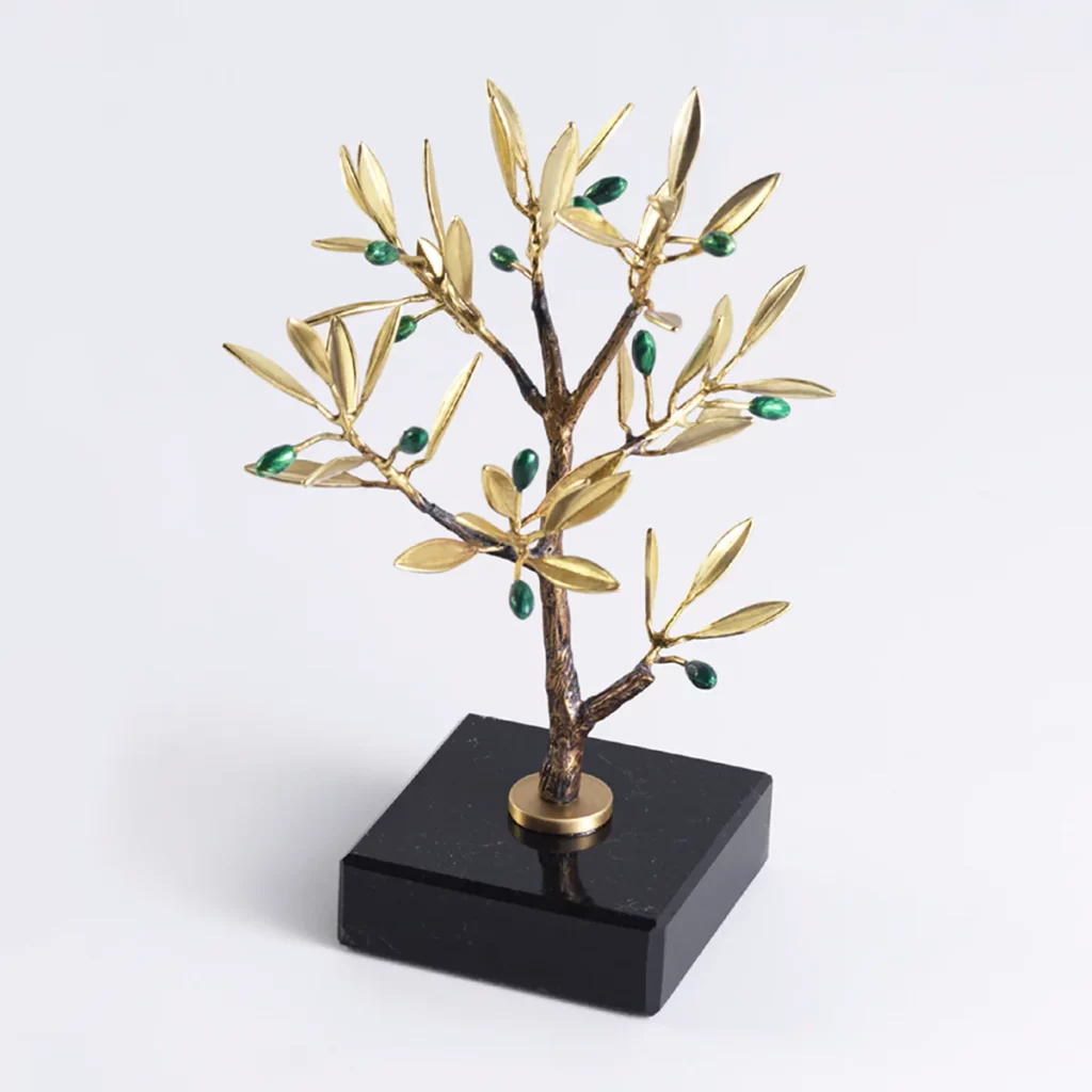 JeanLiv Studio • Bronze olive tree sculpture. Minimal artistic creation - Nature inspired tree figurine. MiniLiv