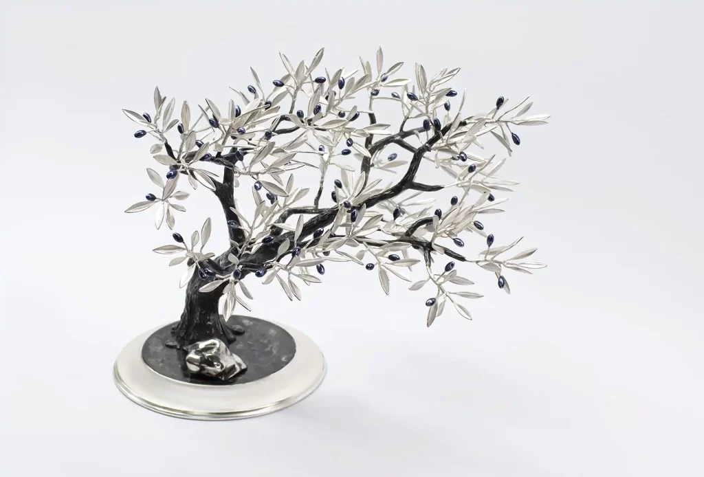 JeanLiv Studio • Hand-crafted, one-of-a-kind, Sterling silver olive tree sculptures. Unique corporate souvenirs.