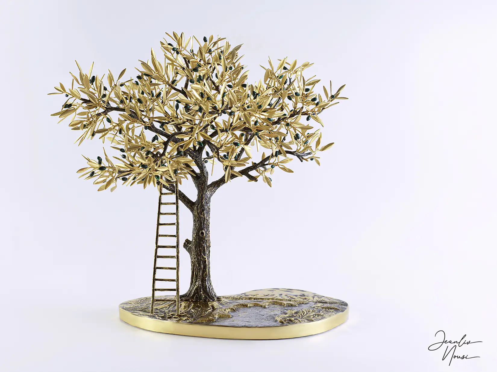 JeanLiv Studio • Bronze olive tree sculpture. Nature thematic decor - Mediterranean sculpture