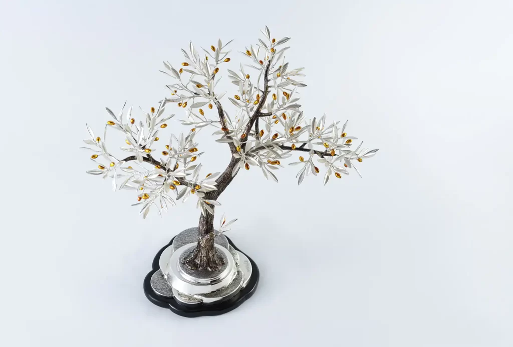 JeanLiv Studio • Sterling silver wedding love olive tree sculpture. Hand crafted olive tree sculpture for weddings